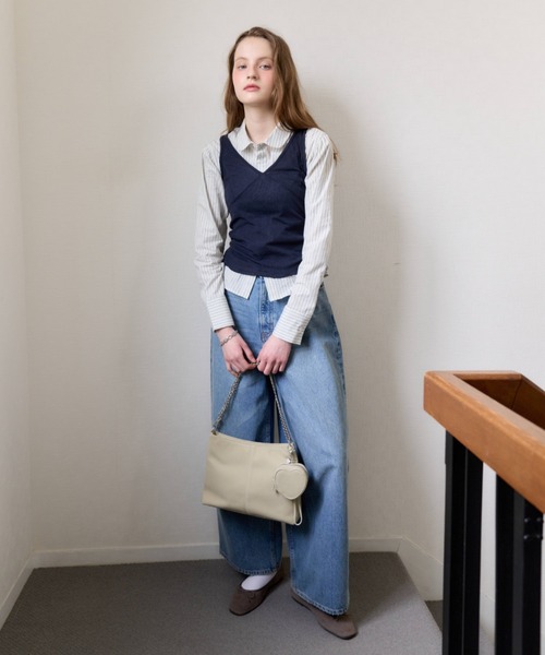 GIUNON（ジウノン）の「round collar stripe shirt / ラウンドカラーストライプシャツ（シャツ/ブラウス・レディース・アイボリー/ブルー・FREE）」の20枚目の写真