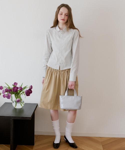 GIUNON（ジウノン）の「round collar stripe shirt / ラウンドカラーストライプシャツ（シャツ/ブラウス・レディース・アイボリー/ブルー・FREE）」の22枚目の写真