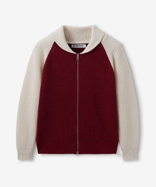 BLOND9（ブロンドナイン）の「ショールカラー レグラン ニットジップアップ_ディープレッド（ニット/セーター・レディース・その他・LARGE/X-LARGE）」の2枚目の写真