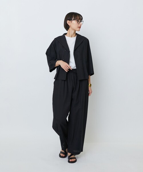 LOISIR（ロワズィール）の「コットンリネンクロス刺繍入りイージーパンツ（その他パンツ・レディース・ブラック/カーキ・FREE）」の13枚目の写真
