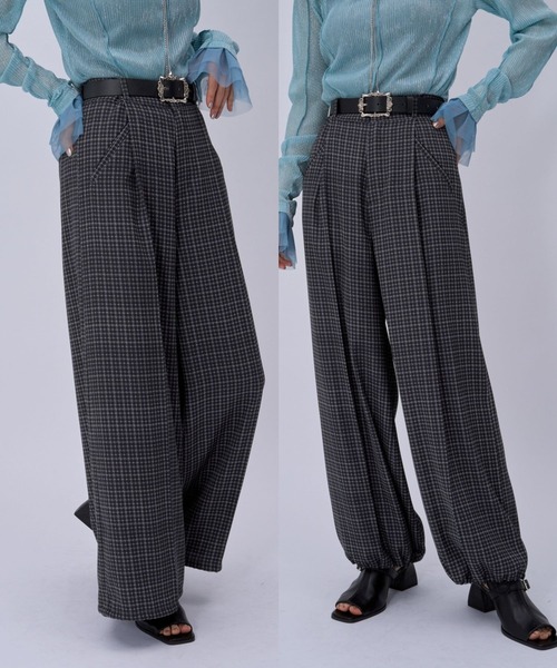 HARE（ハレ）の「2WAYトロミワイドパンツ(HARE)（その他パンツ・レディース・ブラック/グリーン/チェック・FREE）」の3枚目の写真