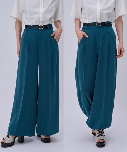 HARE（ハレ）の「2WAYトロミワイドパンツ(HARE)（その他パンツ・レディース・ブラック/グリーン/チェック・FREE）」の2枚目の写真