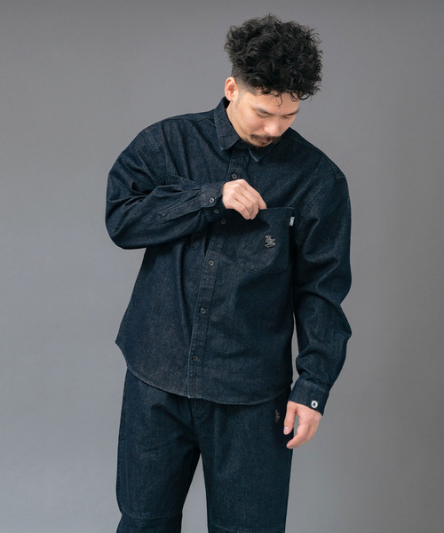EXAMPLE(エグザンプル)の「EXAMPLE EX PATCH DENIM L/S SHIRTS(シャツ/ブラウス・メンズ・ブルー/インディゴブルー・XL/L/M)」の1枚目の写真