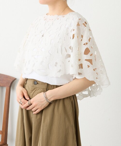 BEARDSLEY(ビアズリー)の「カットワークボレロ(シャツ/ブラウス・レディース・ブラック/ホワイト・FREE)」の4枚目の写真