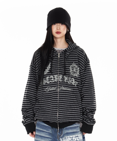 IDWS(アイドンワナセル)の「Proto Stripe Hoodie Zip Up Black(パーカー・レディース・その他・1/2/0)」の15枚目の写真