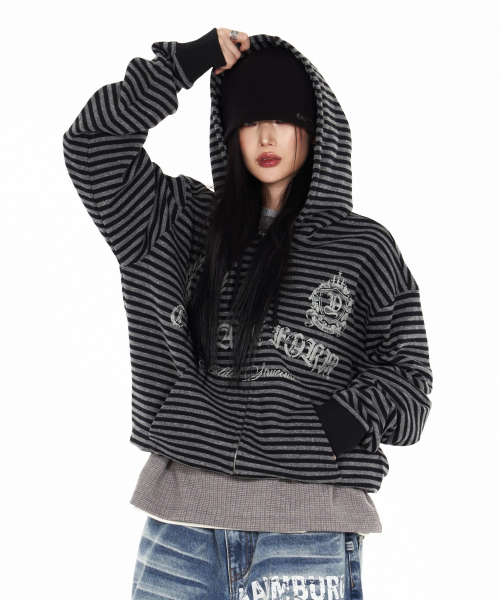 IDWS(アイドンワナセル)の「Proto Stripe Hoodie Zip Up Black(パーカー・レディース・その他・1/2/0)」の7枚目の写真
