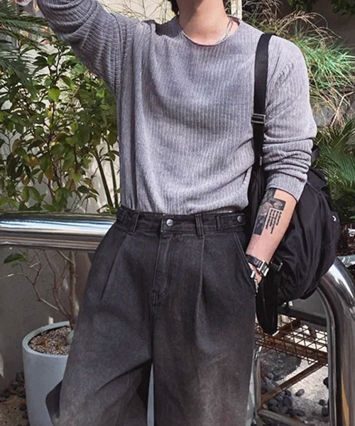 NOWLE(ノウル)の「【NOWLE】カットオフエッジ 凹凸テクスチャー リラックスフィット カットソー(Tシャツ/カットソー・メンズ・ブラック/グレー・MEDIUM/LARGE/X-LARGE)」の16枚目の写真