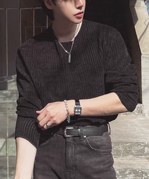 NOWLE(ノウル)の「【NOWLE】カットオフエッジ 凹凸テクスチャー リラックスフィット カットソー(Tシャツ/カットソー・メンズ・ブラック/グレー・MEDIUM/LARGE/X-LARGE)」の11枚目の写真