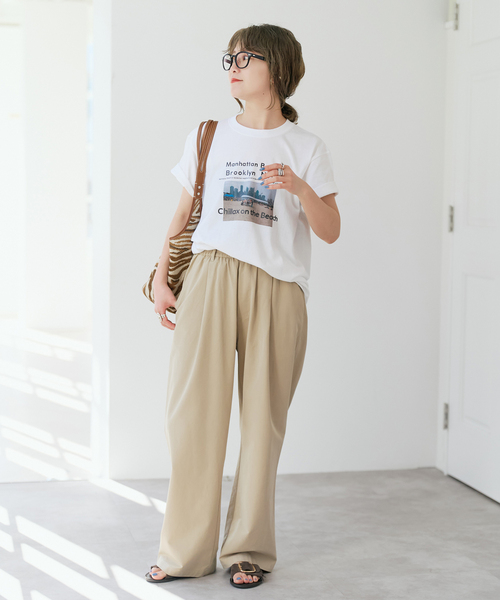 Spick & Span(スピックアンドスパン)の「ANGE IN DISGUISE/アンジ イン ディスガイズ Manhattan Beach Brooklyn(Tシャツ/カットソー・レディース・ホワイト/ブラック系その他・MEDIUM)」の4枚目の写真