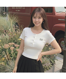 muahmuah（ムーアムーア）の「ヘンリーネック半袖Tシャツ [2色]（Tシャツ/カットソー）」