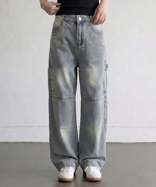 Megil(メギル)の「ワイドカーブデニムパンツ(デニムパンツ・レディース・ブルー・LARGE/MEDIUM/SMALL)」の2枚目の写真