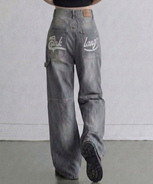 Megil(メギル)の「ワイドカーブデニムパンツ(デニムパンツ・レディース・ブルー・LARGE/MEDIUM/SMALL)」の3枚目の写真
