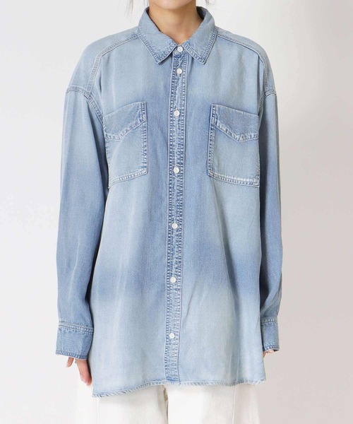 Jines（ジネス）の「テンセルデニムシャツ（シャツ/ブラウス・レディース・ブラック/ブルー・38）」の3枚目の写真