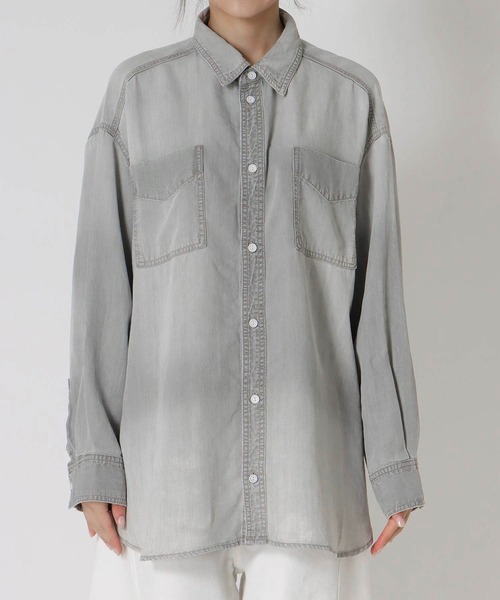 Jines（ジネス）の「テンセルデニムシャツ（シャツ/ブラウス・レディース・ブラック/ブルー・38）」の11枚目の写真