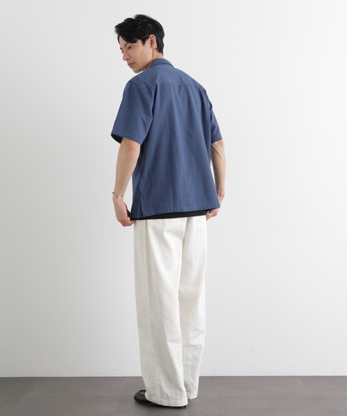 NANO universe（ナノユニバース）の「シルケットサッカーシャツ 半袖（シャツ/ブラウス・メンズ・ネイビー/ブルー/ホワイト/ブラック・L/M/S）」の18枚目の写真