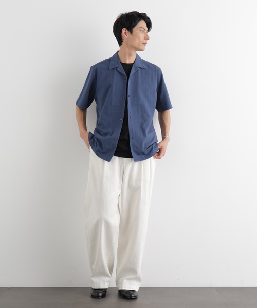 NANO universe（ナノユニバース）の「シルケットサッカーシャツ 半袖（シャツ/ブラウス・メンズ・ネイビー/ブルー/ホワイト/ブラック・L/M/S）」の16枚目の写真