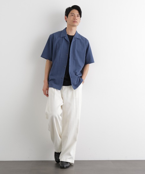 NANO universe（ナノユニバース）の「シルケットサッカーシャツ 半袖（シャツ/ブラウス・メンズ・ネイビー/ブルー/ホワイト/ブラック・L/M/S）」の15枚目の写真