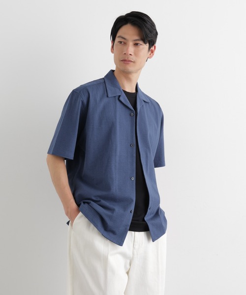 NANO universe（ナノユニバース）の「シルケットサッカーシャツ 半袖（シャツ/ブラウス・メンズ・ネイビー/ブルー/ホワイト/ブラック・L/M/S）」の12枚目の写真