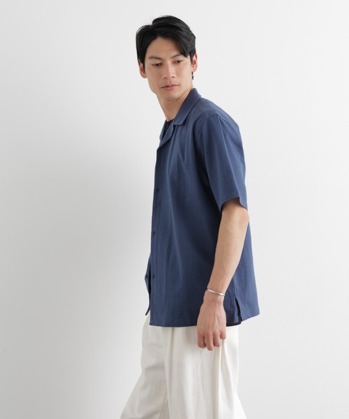 NANO universe（ナノユニバース）の「シルケットサッカーシャツ 半袖（シャツ/ブラウス・メンズ・ネイビー/ブルー/ホワイト/ブラック・L/M/S）」の13枚目の写真