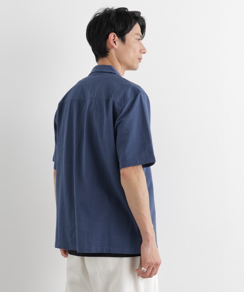 NANO universe（ナノユニバース）の「シルケットサッカーシャツ 半袖（シャツ/ブラウス・メンズ・ネイビー/ブルー/ホワイト/ブラック・L/M/S）」の14枚目の写真