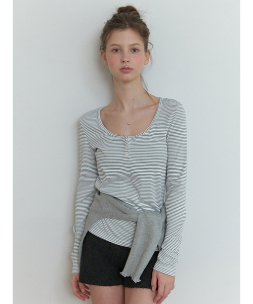 RE_L(リエル)の「Lemo stripe t-shirt (charcoal)(Tシャツ/カットソー・レディース・その他・FREE)」の4枚目の写真