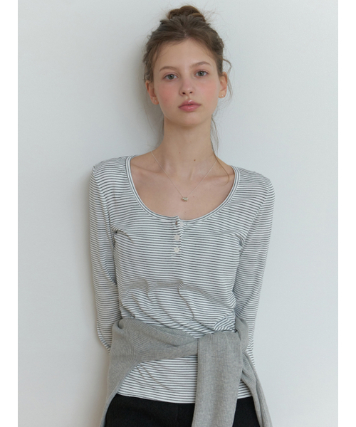 RE_L(リエル)の「Lemo stripe t-shirt (charcoal)(Tシャツ/カットソー・レディース・その他・FREE)」の5枚目の写真