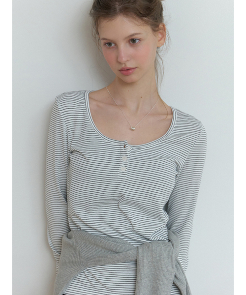 RE_L(リエル)の「Lemo stripe t-shirt (charcoal)(Tシャツ/カットソー・レディース・その他・FREE)」の6枚目の写真