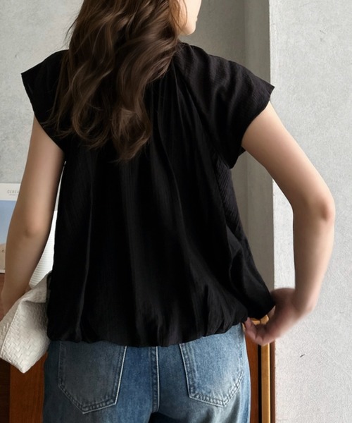 Eclat one(エクラワン)の「【Eclat one】 ニュアンス ストライプ バルーン シャーリング シャツ(シャツ/ブラウス・レディース・オフホワイト/ブルー/ブラック・FREE)」の12枚目の写真