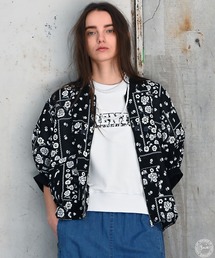 H.A.K（ハク）の「バンダナパッチワークカットジャカードジップアップドルマンブルゾン（ブルゾン）」