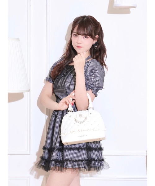 NOEMIE(ノエミー)の「キルティングビジュー2WAYハンドバック(ハンドバッグ・レディース・ブラック/オフホワイト/ピンク・ONE SIZE)」の9枚目の写真