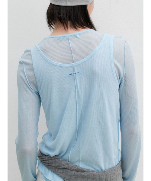 ATELIER NAIN(アトリエナイン)の「AN INTERLOCK RIBBED SLIM SET-UP TEE S (T-7165)(Tシャツ/カットソー・レディース・スカイブルー/ヘザーグレー/ダークグレー・SMALL/MEDIUM)」の4枚目の写真