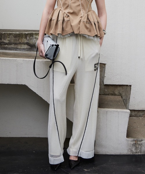 MAISON SPECIAL（メゾンスペシャル）の「Numbering Mesh Pants/ナンバリングメッシュパンツ（その他パンツ・レディース・ホワイト/ブルー/ブラック・36/38）」の2枚目の写真