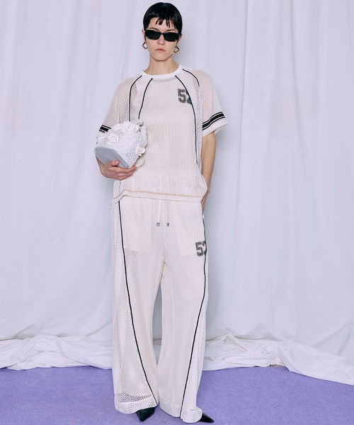 MAISON SPECIAL（メゾンスペシャル）の「Numbering Mesh Pants/ナンバリングメッシュパンツ（その他パンツ・レディース・ホワイト/ブルー/ブラック・36/38）」の8枚目の写真