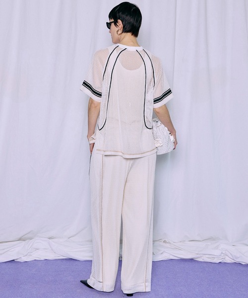 MAISON SPECIAL（メゾンスペシャル）の「Numbering Mesh Pants/ナンバリングメッシュパンツ（その他パンツ・レディース・ホワイト/ブルー/ブラック・36/38）」の12枚目の写真