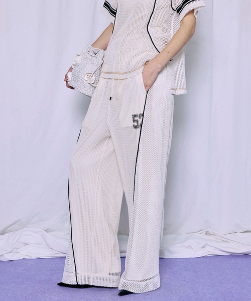 MAISON SPECIAL（メゾンスペシャル）の「Numbering Mesh Pants/ナンバリングメッシュパンツ（その他パンツ・レディース・ホワイト/ブルー/ブラック・36/38）」の13枚目の写真