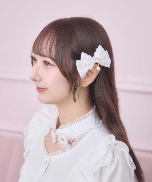 ROJITA(ロジータ)の「レースレイヤードリボンクリップセット(バレッタ/ヘアクリップ・レディース・ピンク/ホワイト/ブラック・FREE)」の5枚目の写真