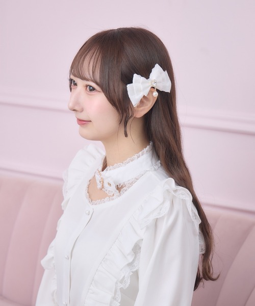 ROJITA(ロジータ)の「レースレイヤードリボンクリップセット(バレッタ/ヘアクリップ・レディース・ピンク/ホワイト/ブラック・FREE)」の6枚目の写真