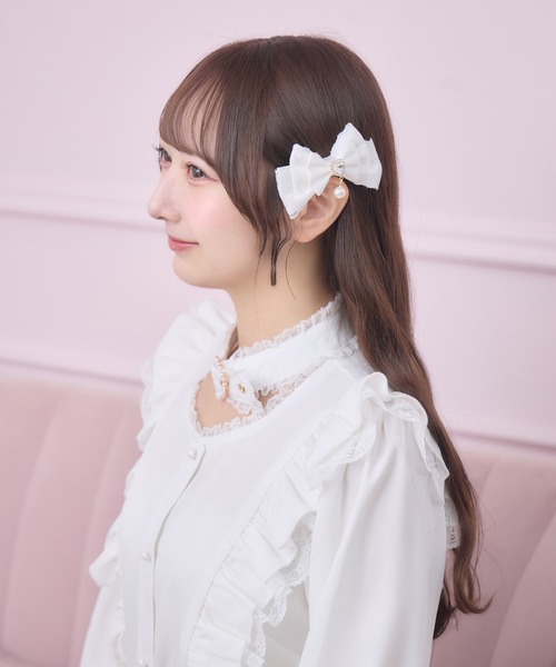 ROJITA(ロジータ)の「レースレイヤードリボンクリップセット(バレッタ/ヘアクリップ・レディース・ピンク/ホワイト/ブラック・FREE)」の7枚目の写真