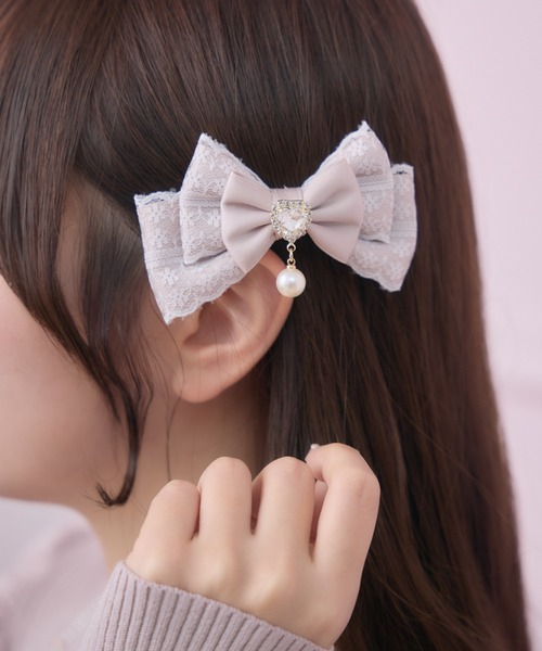 ROJITA(ロジータ)の「レースレイヤードリボンクリップセット(バレッタ/ヘアクリップ・レディース・ピンク/ホワイト/ブラック・FREE)」の15枚目の写真