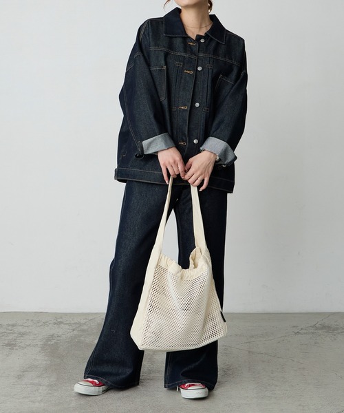 BONLECILL Marche（ボンルシールマルシェ）の「【BONLECILL Marche】《A4収納》デイリーメッシュワンハンドルトートバッグ（トートバッグ・レディース・ネイビー/アイボリー/ブラック・FREE）」の6枚目の写真