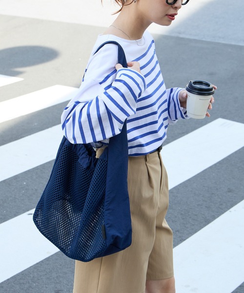 BONLECILL Marche（ボンルシールマルシェ）の「【BONLECILL Marche】《A4収納》デイリーメッシュワンハンドルトートバッグ（トートバッグ・レディース・ネイビー/アイボリー/ブラック・FREE）」の18枚目の写真