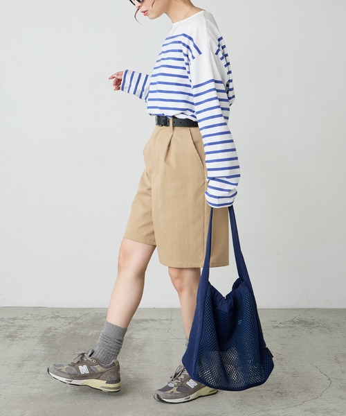 BONLECILL Marche（ボンルシールマルシェ）の「【BONLECILL Marche】《A4収納》デイリーメッシュワンハンドルトートバッグ（トートバッグ・レディース・ネイビー/アイボリー/ブラック・FREE）」の21枚目の写真