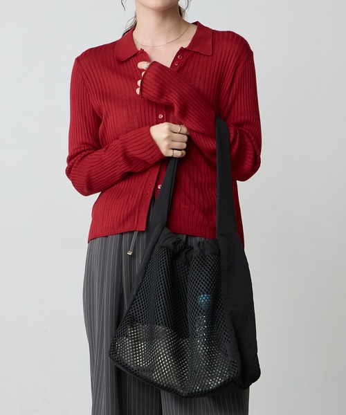 BONLECILL Marche（ボンルシールマルシェ）の「【BONLECILL Marche】《A4収納》デイリーメッシュワンハンドルトートバッグ（トートバッグ・レディース・ネイビー/アイボリー/ブラック・FREE）」の9枚目の写真