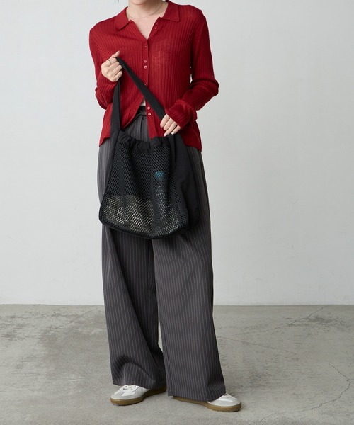 BONLECILL Marche（ボンルシールマルシェ）の「【BONLECILL Marche】《A4収納》デイリーメッシュワンハンドルトートバッグ（トートバッグ・レディース・ネイビー/アイボリー/ブラック・FREE）」の11枚目の写真