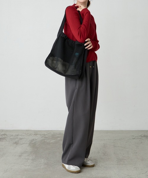 BONLECILL Marche（ボンルシールマルシェ）の「【BONLECILL Marche】《A4収納》デイリーメッシュワンハンドルトートバッグ（トートバッグ・レディース・ネイビー/アイボリー/ブラック・FREE）」の12枚目の写真