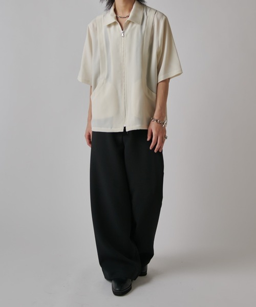 Lui's（ルイス）の「レイヤードジップ半袖シャツ（シャツ/ブラウス・メンズ・オフホワイト/ブラック系その他/ブラック・S/M）」の16枚目の写真