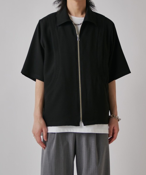 Lui's（ルイス）の「レイヤードジップ半袖シャツ（シャツ/ブラウス・メンズ・オフホワイト/ブラック系その他/ブラック・S/M）」の20枚目の写真