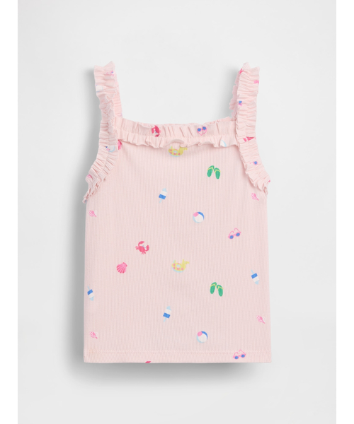GAP(ギャップ)の「リブ ラッフルフリル エプロン タンクトップ (幼児・ベビー)(キャミソール・キッズ・ピンク/オフホワイト・100cm/80cm/110cm/105cm/95cm/90cm)」の6枚目の写真