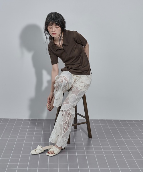 THE YOn(ザヨン)の「レーシーシアーイージーパンツ(その他パンツ・レディース・ブラック/アイボリー・FREE)」の9枚目の写真