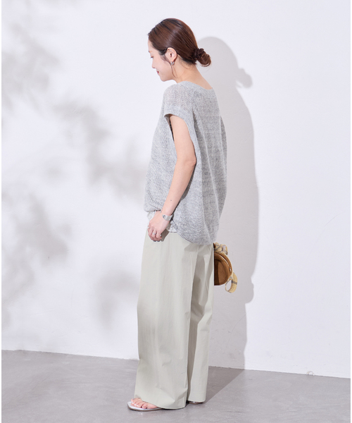JOURNAL STANDARD（ジャーナルスタンダード）の「《追加3》【撥水/接触冷感/洗える/UV】リネンナイロンストレッチスラックス（スラックス・レディース・ライトグレー/ネイビー・34/38/36）」の6枚目の写真